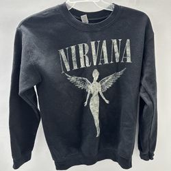Nirvana In Utero Live ‘93 Tour Black Pullover Sweatshirt Adult Size Small 