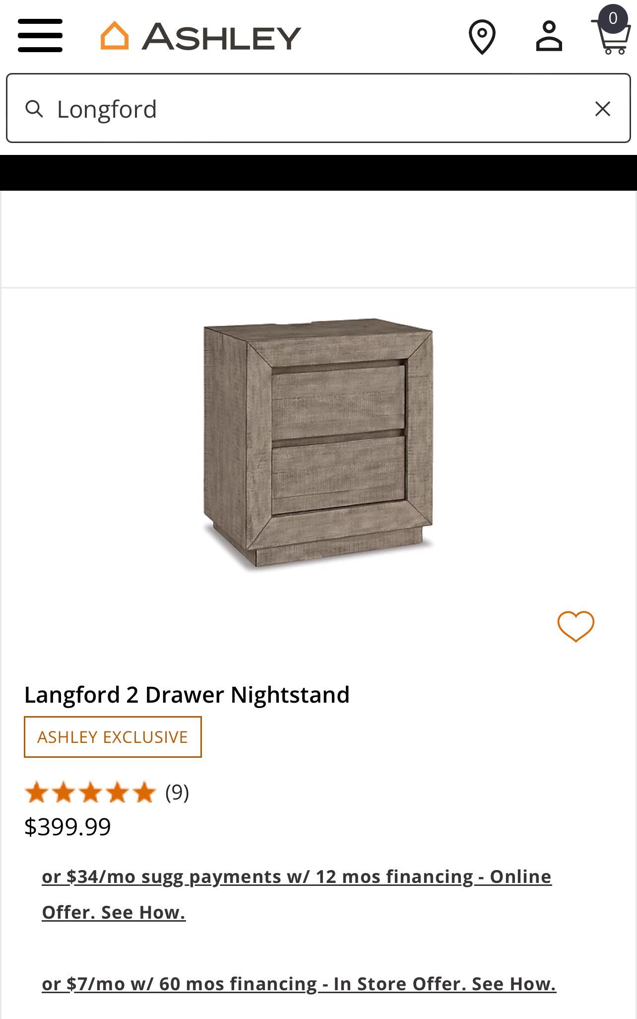 Langford 2 Drawer Nightstand