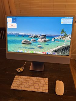 2021 Apple iMac 24-inch Purple  M1 processor 8gb ram 256gb ssd.  Original keyboard and mouse