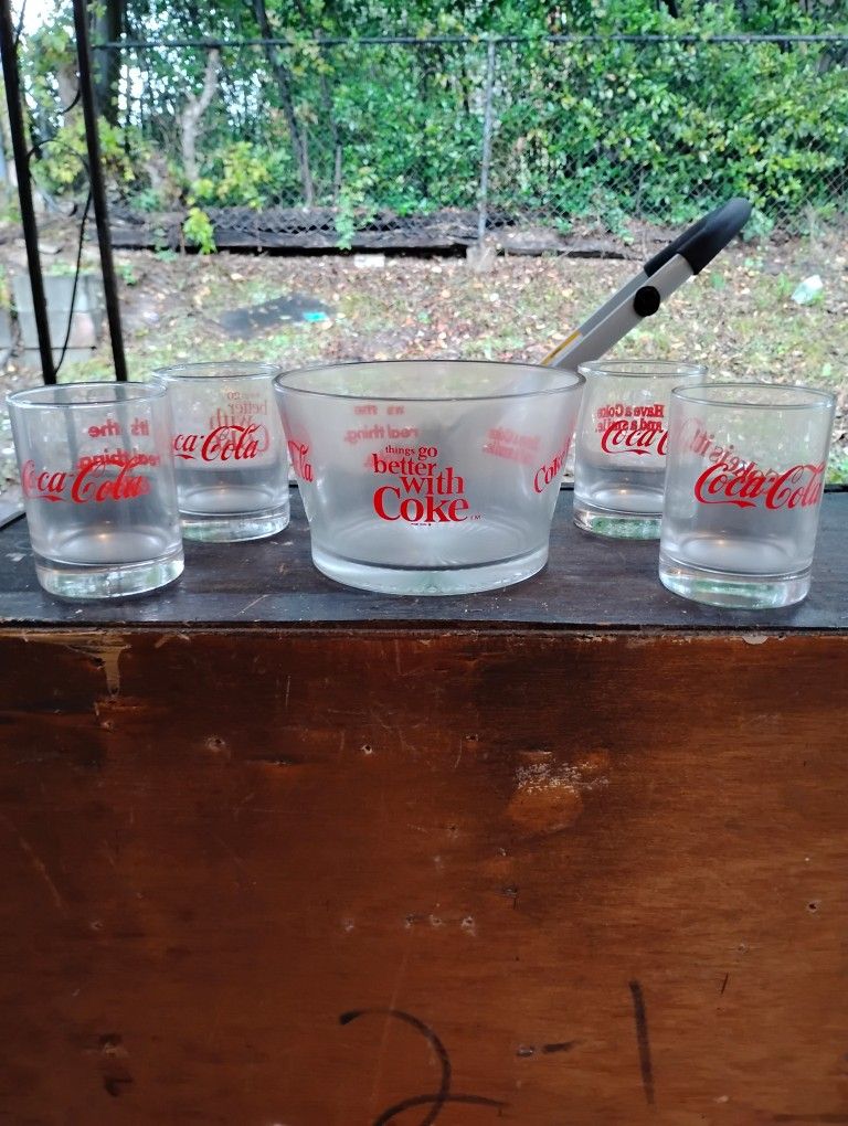 1980s Coca-Cola Bowl & Glass Set