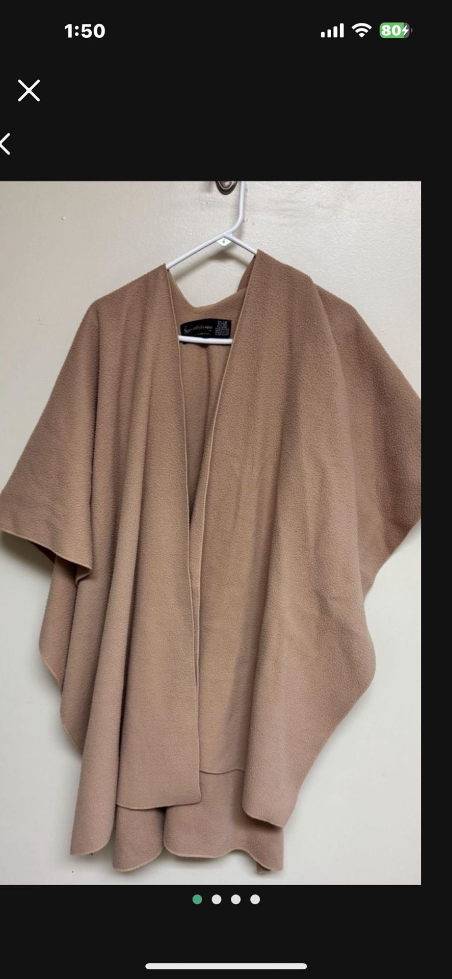 CA. VINTAGE BEIGE CAPE. SPECIALITY HOUSE. ONE SIZE FITS MOST.