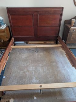 Solid wood queen bed frame