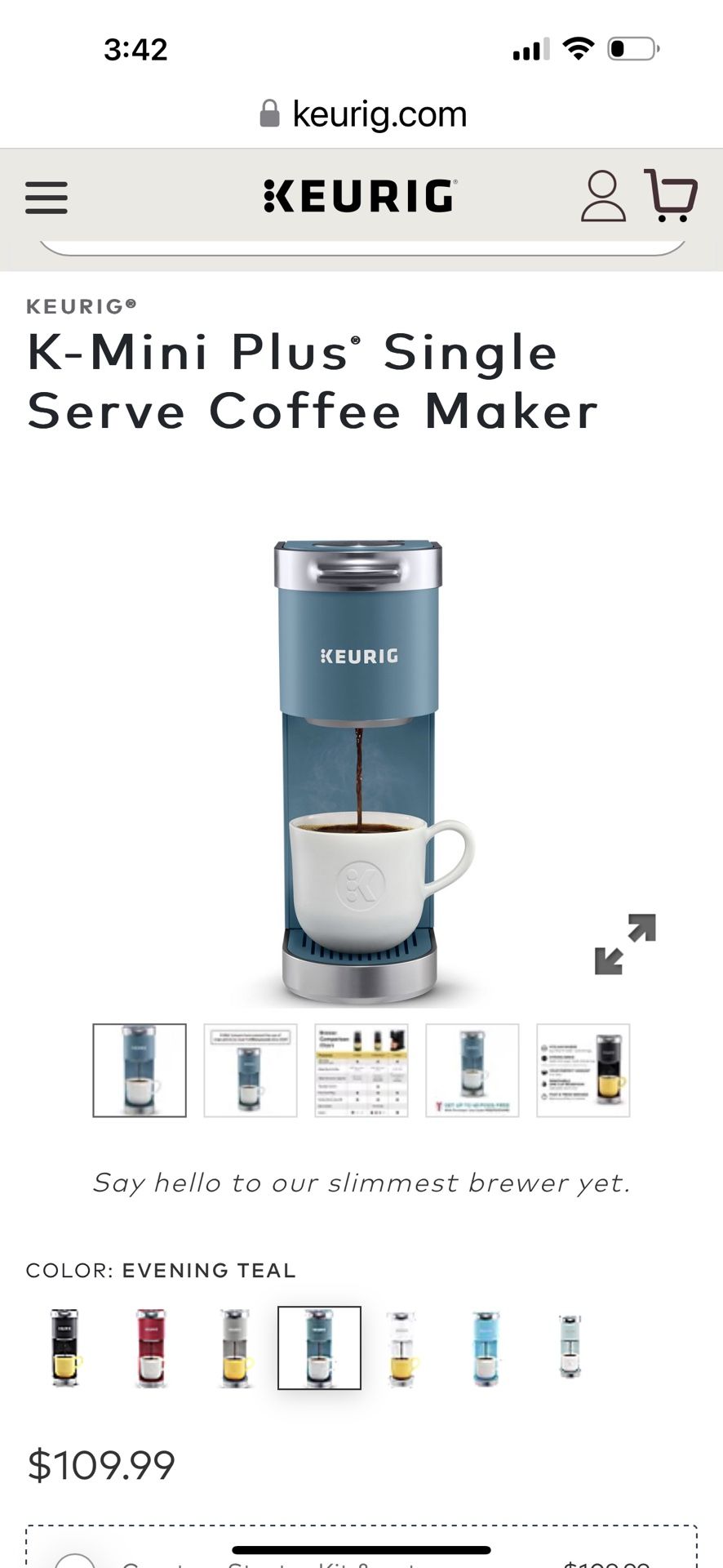 K-Mini Plus® Single Serve Coffee Maker Evening Teal 