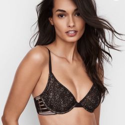 Victorias Secret Unlined Plunge Bra With Strappy Sides 