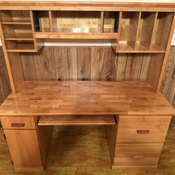 Solid Wood Computer Desk With Hutch