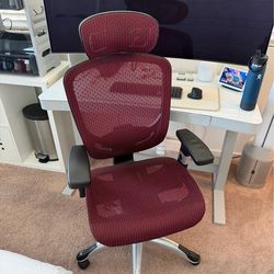 Staples Red Mesh Ergonomic Office Chair
