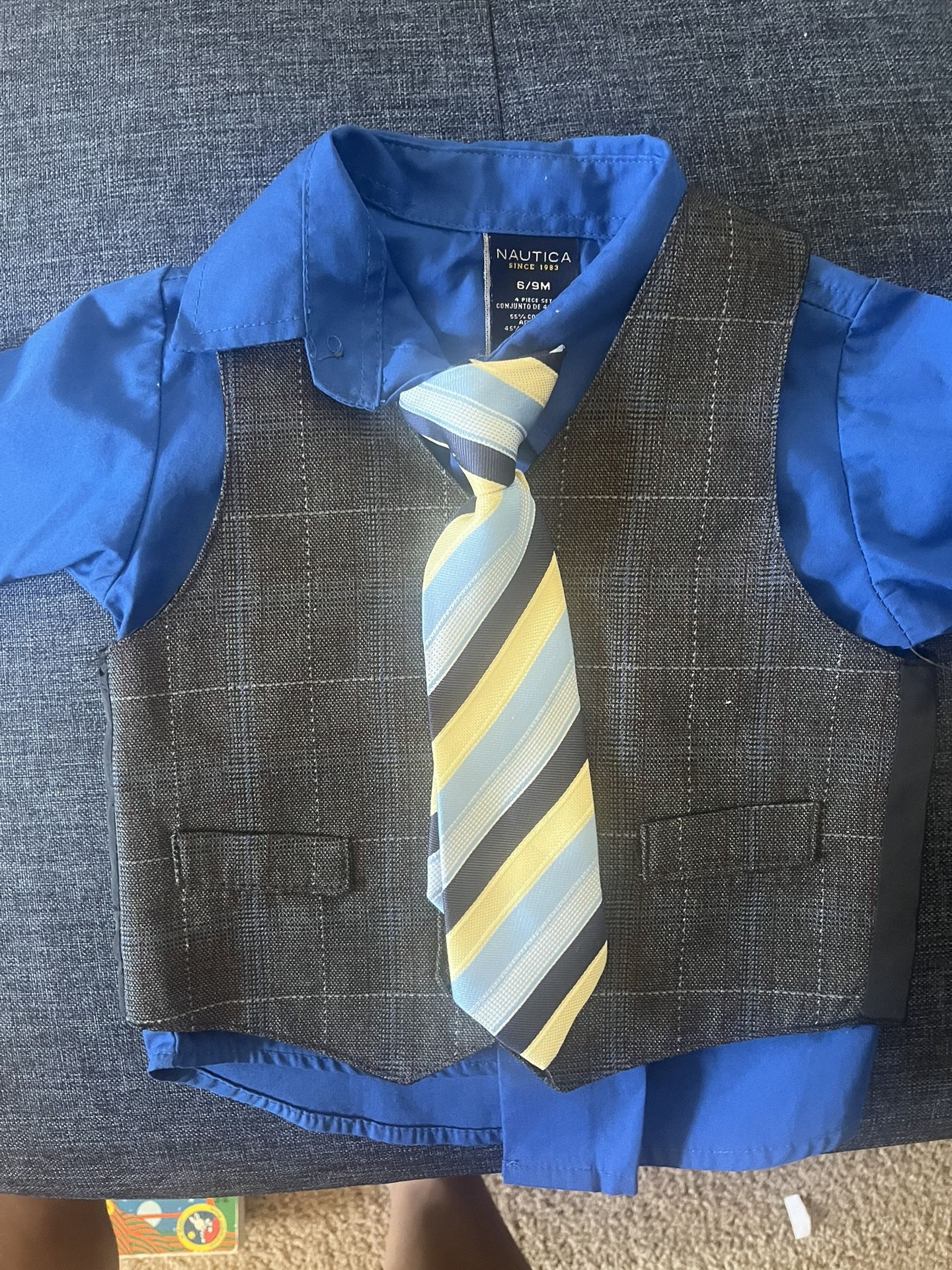 NAUTICA -Baby Vest Blue & Grey 6/9mo
