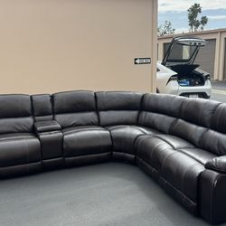 Large leather Power Sectional Sofa