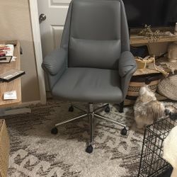 Grey Faux Leather Chair Adjustable Height