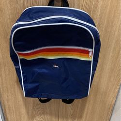 Retro Tilt Blue With Red Orange And Yellow Stripes On The Front