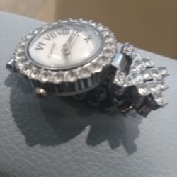Rhodium Plated  (Worldly Next To Flawless Diamond Ring Watch)