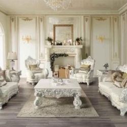 Brand New 2PC Antique White Sofa and Loveseat