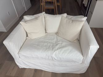 Crate and Barrel Willow Couch and a Half, White