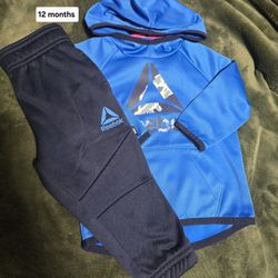 Reebok Baby 2 Piece Printed Pullover Hoodie and Jogger Pants Outfit Set, Sizes 12M