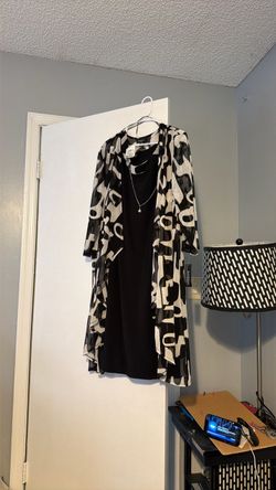Black and white pattern 2 piece (connected) dress