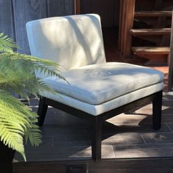 Mid-Century Modern Armless Lounge Chair — White Leather, $125 OBO