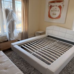 Queen Size Bed With Night Stand, And New  Mattress