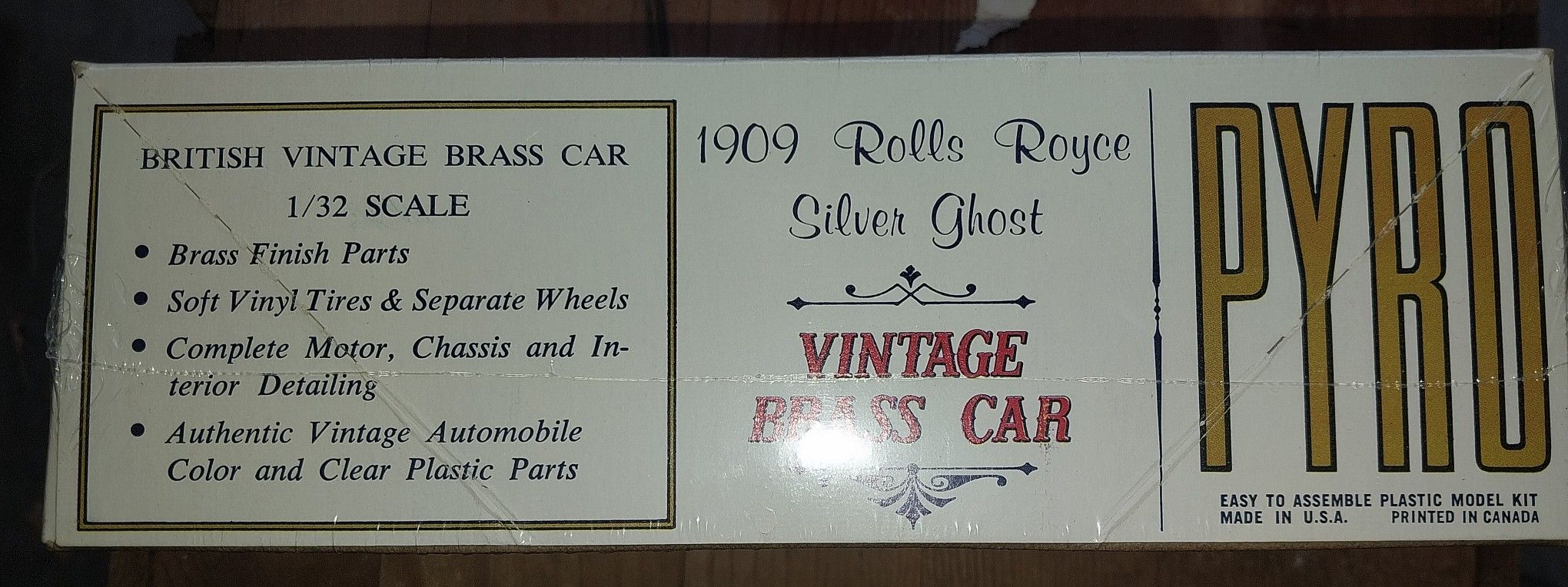 Vintage 1/32 Scale Original Issue Pyro 1909 Rolls Royce Silver Ghost Plastic Model Kit - #C456-125 sealed box