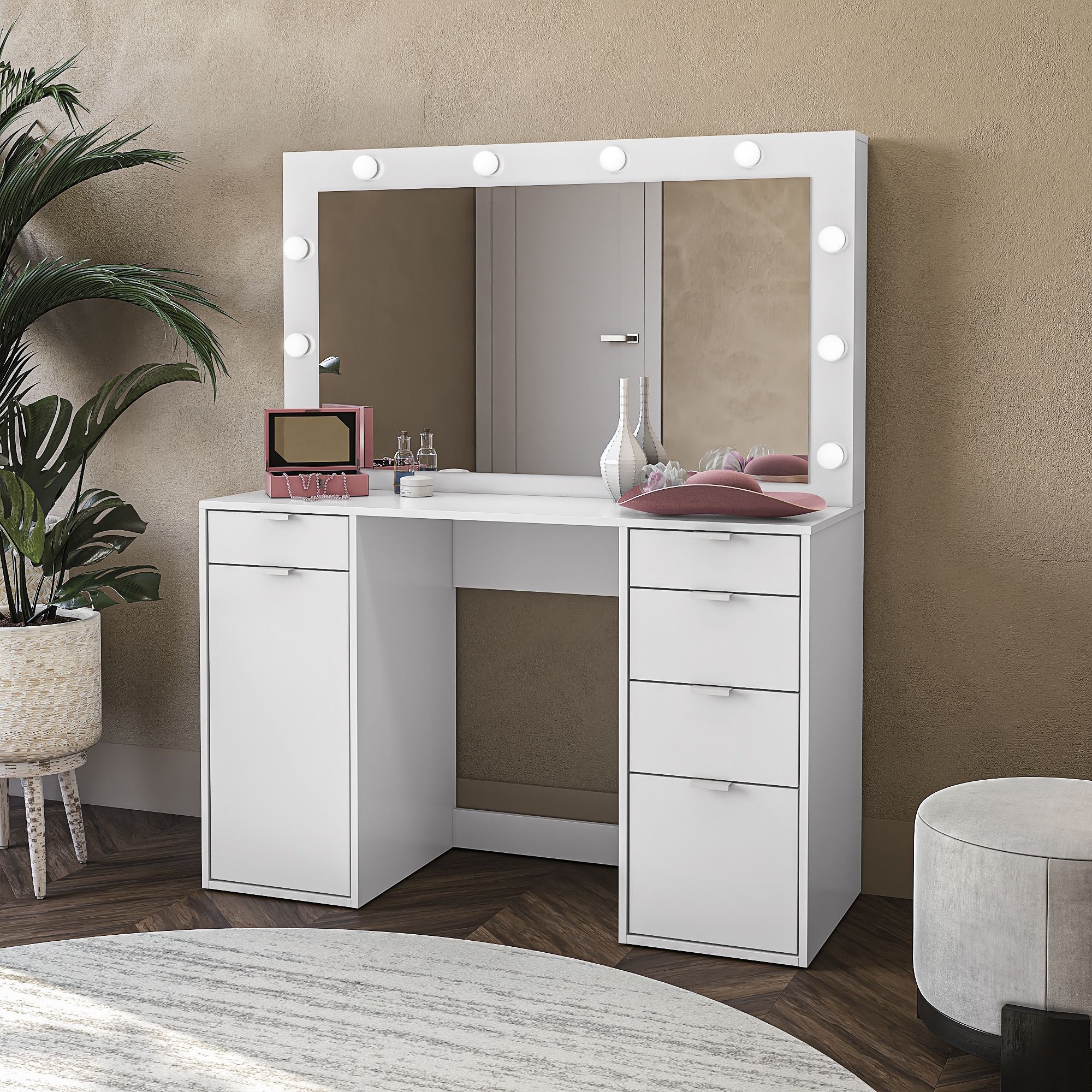 New Makeup Vanity in Box - White - 5 Drawer & 1 Doors with 3 shelves. Perfect gift for the holidays