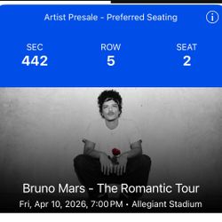 2 Tickets Opening Night Bruno Mars 