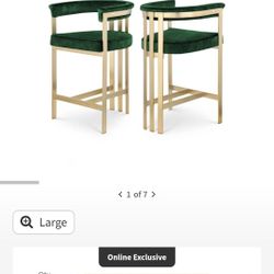 Meridian Green Velvet Counter Stools