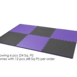 New gym mats really good to exercise or yoga. They are 1 inch thick. Showing 6 pcs (24 Sq. Ft) Comes with 12 pcs (48 Sq Ft) per order