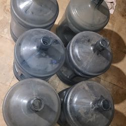 6) 5 gallon empty sparklers water jugs bottles