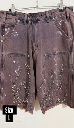 HELLSTAR RHINESTONE DENIM SHORTS NEW COLLECTION