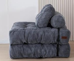 Folding Sofa Bed, L-Shaped Convertible Sofa Bed with Armrest Foldable Sleeper Sofa, Dark Grey