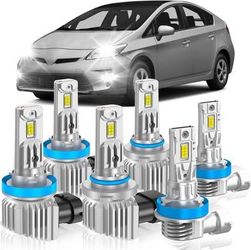 Hi-Lo Beam Fog Light Bulbs Combo Fit for Toyota Prius 2010-(contact info removed)% Bright CSP Chips, 6000K White