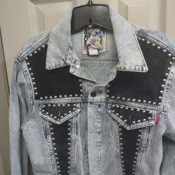 Vintage Gazoz Blue Denim with Black and Studded Accent Sz. Medium