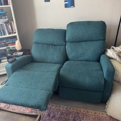 Teal Dual Reclining Loveseat – Electric + USB