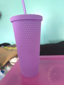 Purple Studded Tumbler Cup with Straw