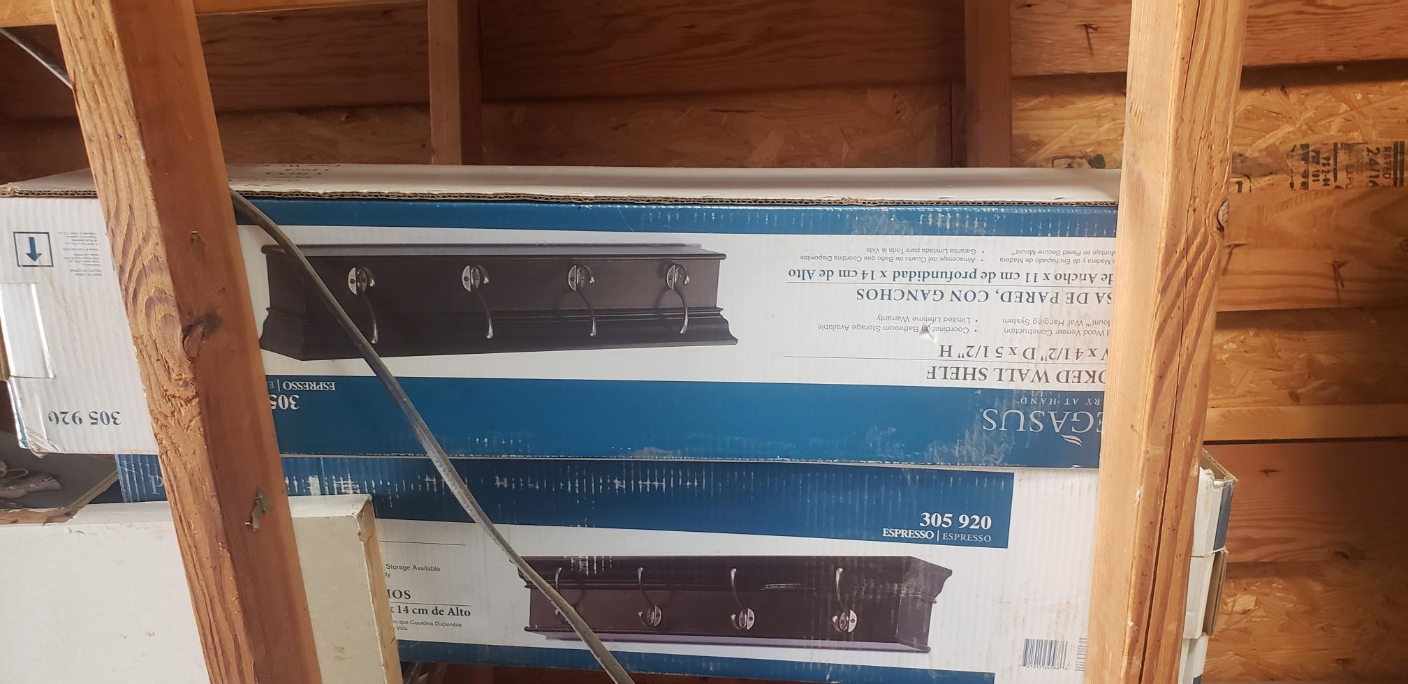 Pegasus wood wall shelf