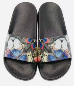 Valentino Multicolor Rubber Butterfly Slide Sandals