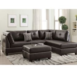 Gorgeous Expresso Colored 3 Piece Sectional Set