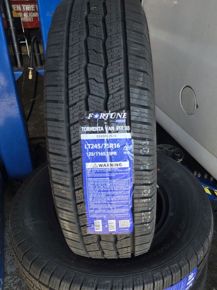 4 New LT 245-75-16 Fortune Tormenta FSR103 Highway Terrain Tires LT245 - $500 (FREE Delivery Inland Empire or PickUp Moreno Valley 4-0150-H)