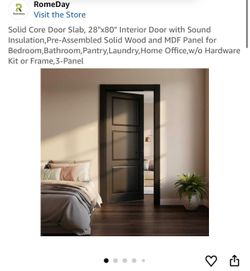 Solid Core Door Slab, 28"x80" Interior Door with Sound Insulation,Pre-Assembled Solid Wood and MDF Panel for Bedroom,Bathroom,Pantry,Laundry,Home Offi