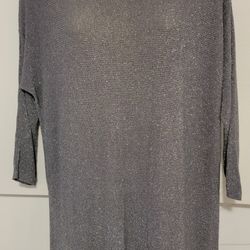 Cable And GAUGE Large Silver Tunic Sweater Long Sleeve 