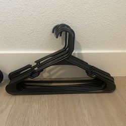 13 Pieces Black Plastic Hangers Lot