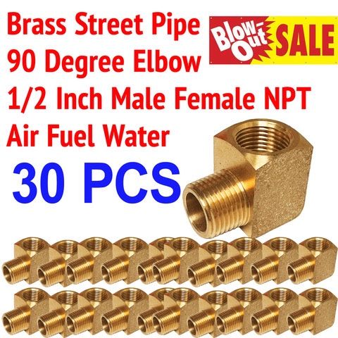 30 Pcs Brass Street Elbow 1/2” Male Female NPT Air Fuel Water