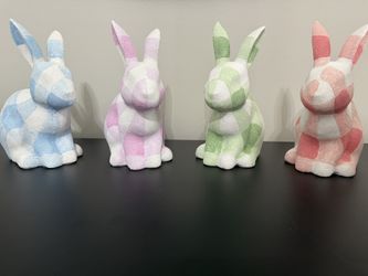 Easter decoration - 4 plaid bunnies