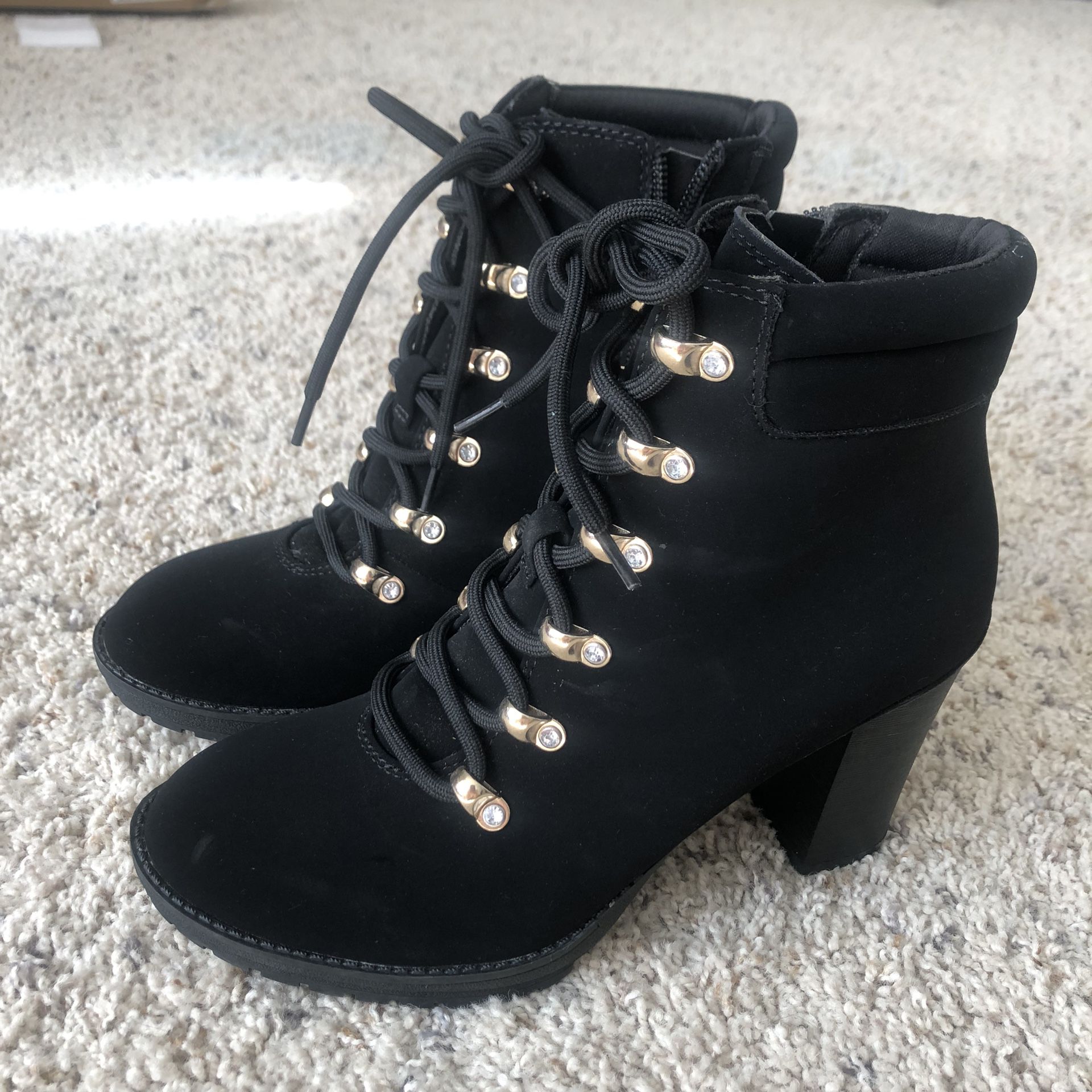 New Black Suede Ankle Booties 7