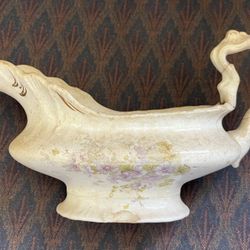 Antique (1890’s) Anchor Pottery J.E.N. Floral Pattern Gravy Boat 