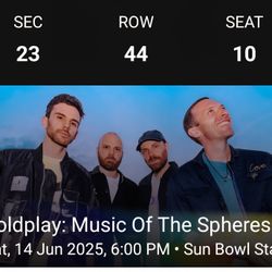 Selling two cold play ticket. There 550$ for both tickets seats 10, and 11.