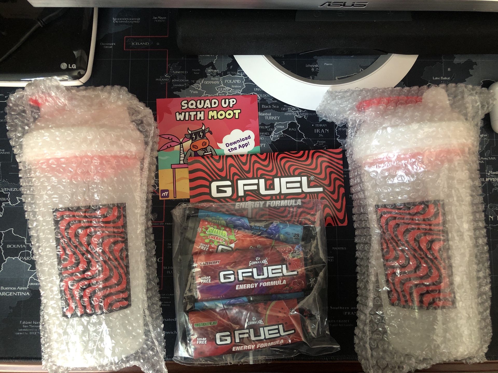 2-pack Pewdiepie Gfuel G Fuel Shaker Cup TALL BOY Glow in the Dark SOLD OUT ! (6 servings total)