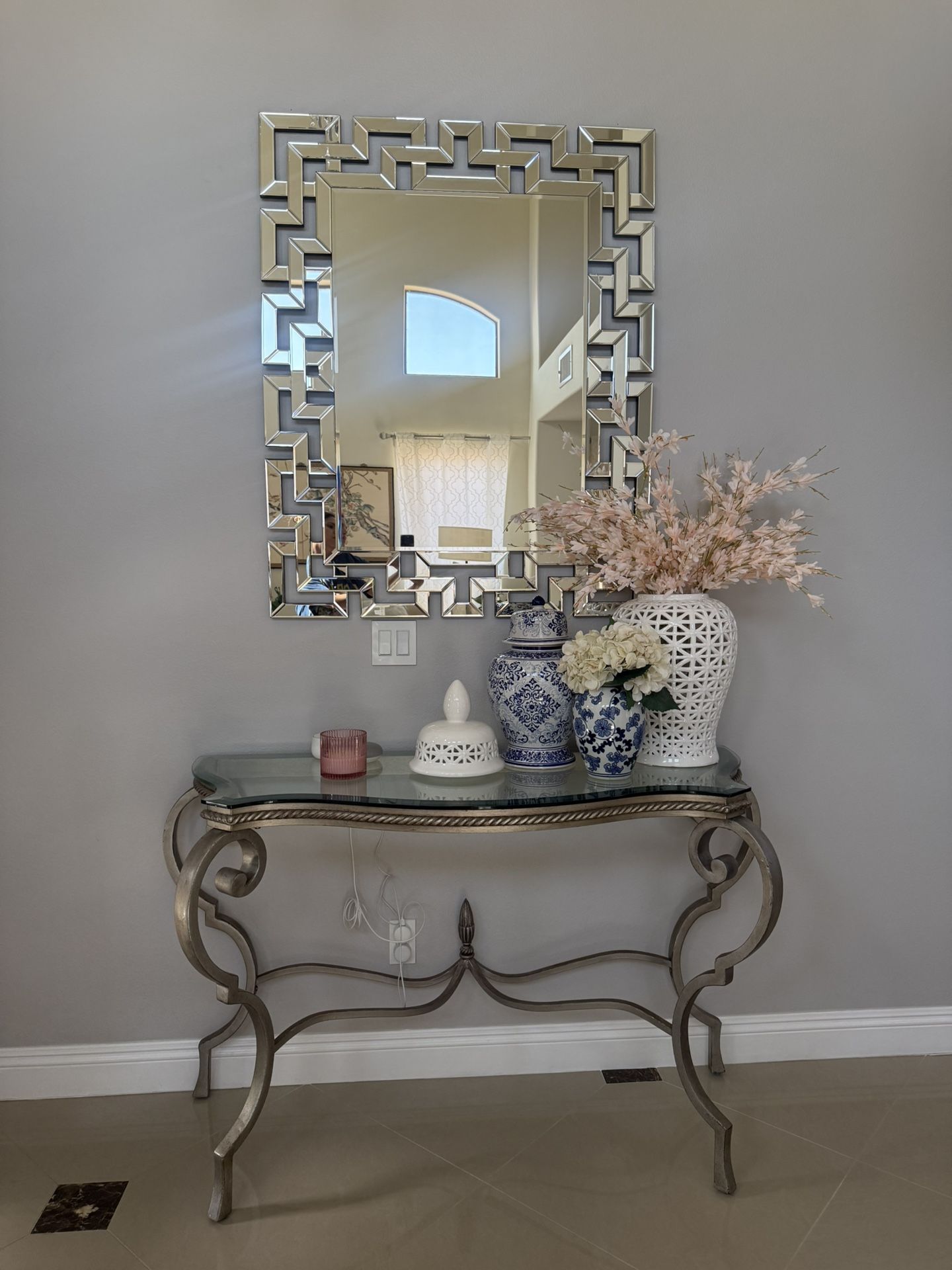 Wrought iron And Glass Console Table