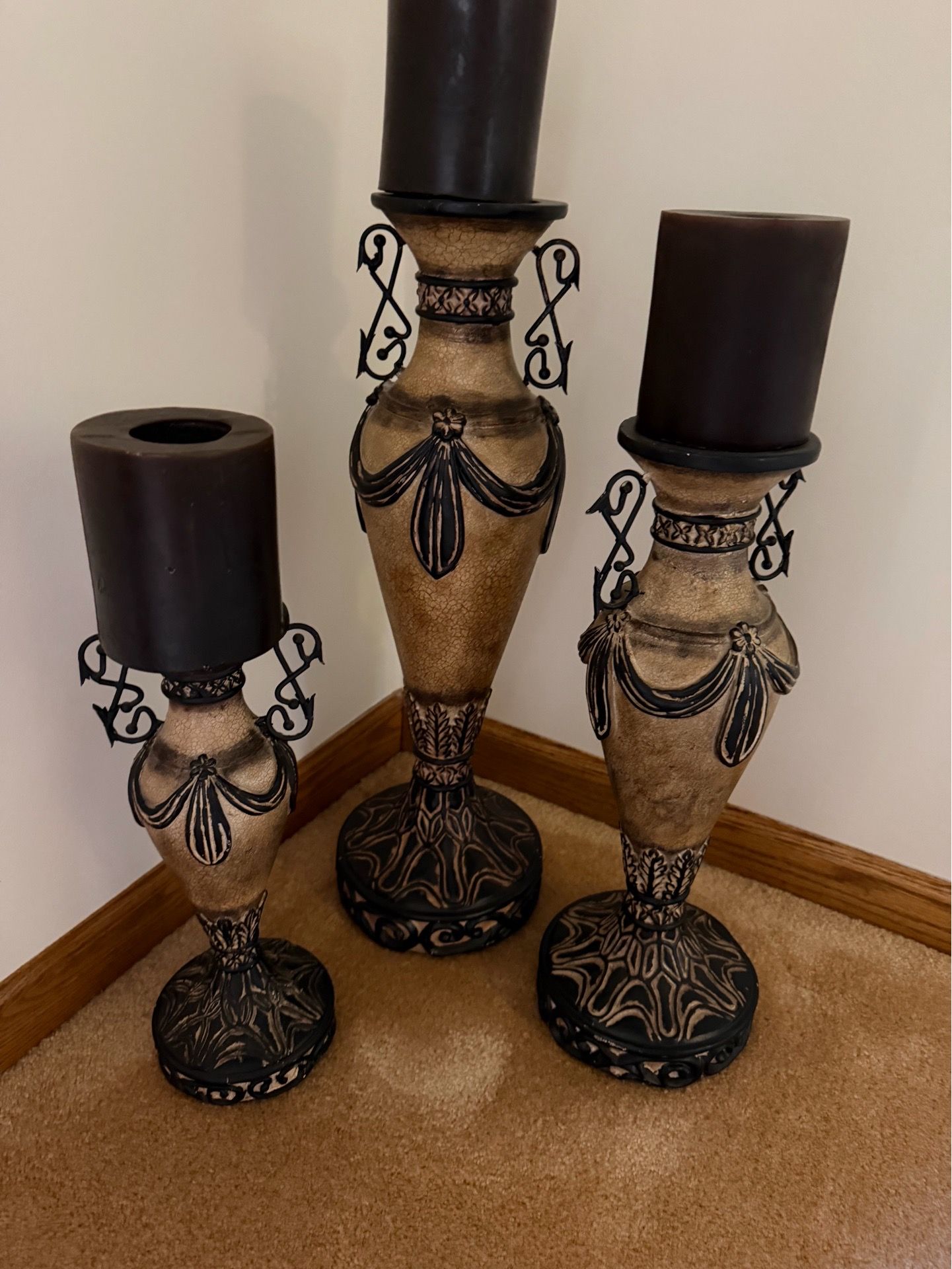 Three Large Candle Holders