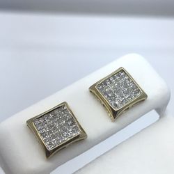 Gold Diamond Kite Earrings 10K New