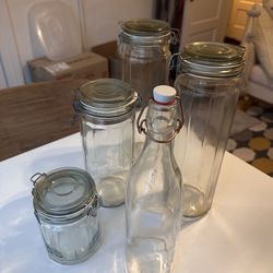 Glass Jars & Bottle Set w/ Swing Tops